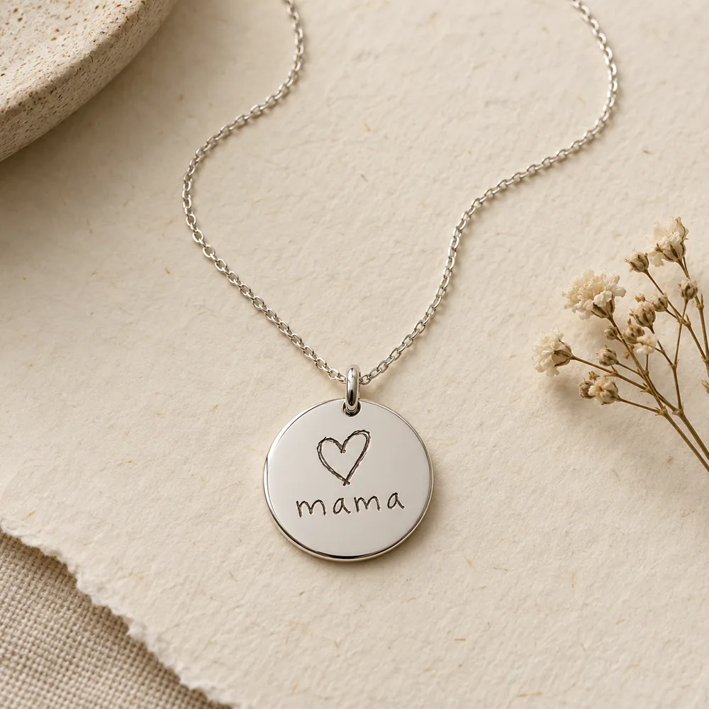 The Mama Heart Disc Necklace